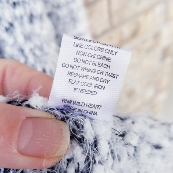 Woven Heart Super Soft Gray/ White Marled Eyelash Open Cardigan Sweater LARGE - Picture 8 of 8